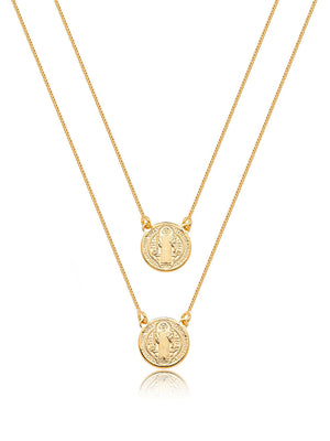 Colar Escapulário Medalha São Bento Banho Ouro 18k