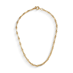 Colar Elos Intercalados Lisos Banho Ouro 18K