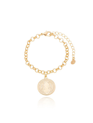 Pulseira Lisa Elos Pingente São Bento Banho Ouro 18k