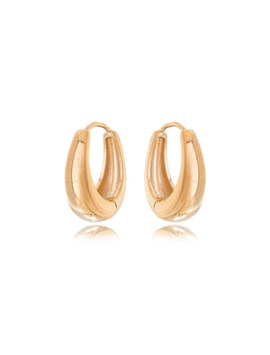 Brinco Argola Click Oval Lisa Banho Ouro 18K