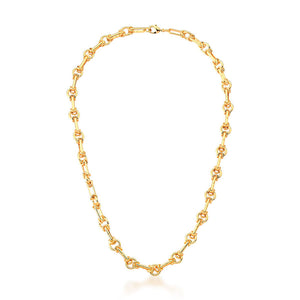 Colar Elos Intercalados Lisos Banho Ouro 18K