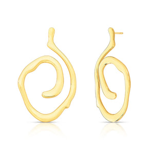 Brinco Maxi Espiral Liso Banho Ouro 18K