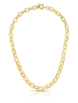 Colar Elos Ovais Liso Banho Ouro 18K