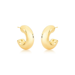 Brinco Meia Argola Lisa  Banho Ouro 18K