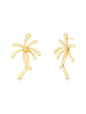 Brinco Palmeira Curvo Liso Banhado Ouro 18K