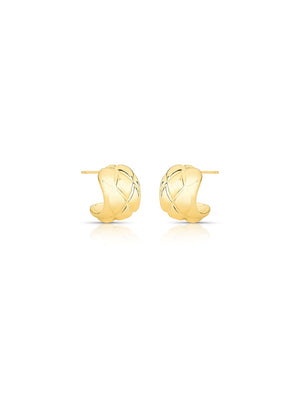 Brinco Argola Pequena Texturizada Lisa Banho Ouro 18K