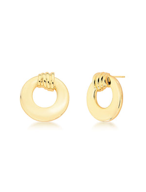 Brinco Redondo Vazado Liso Banhado Ouro 18K