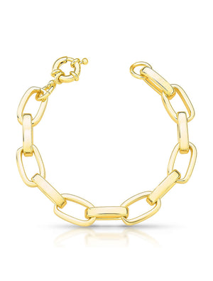 Pulseira Elos Retângulos Grandes Banho Ouro 18K
