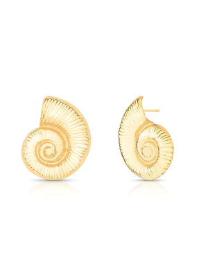 Brinco Grande Caracol Liso Banho Ouro 18K