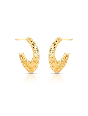 Brinco Meia Argola Vazado Banhado Ouro 18K