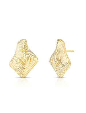 Brinco Texturizado Liso Banhado Ouro 18K