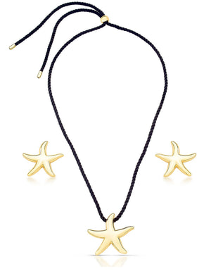 Conjunto Ajustável Estrela Do Mar Lisa Banhado  Ouro 18K