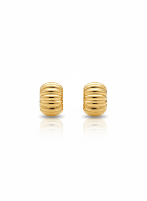 Brinco Abaulado Gomos Lisos Banho Ouro 18K