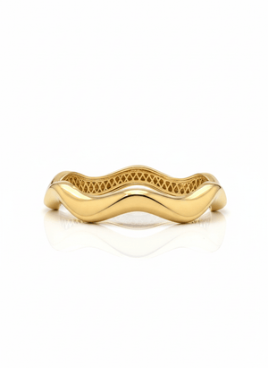 Pulseira Bracelete Ondulado Liso Banho Ouro 18K