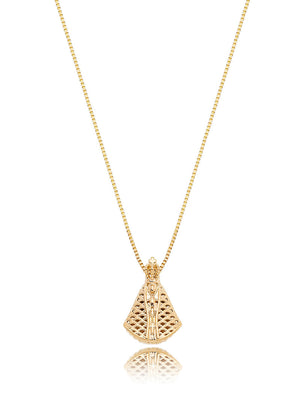 Colar Liso Nossa Senhora Aparecida Pequena Vazado Banho Ouro 18K