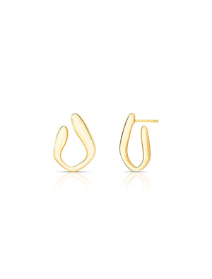 Brinco Liso Gota Abaulada Vazada Banho Ouro 18K