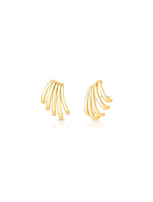 Brinco Liso Curvado Voltas Banho Ouro 18K