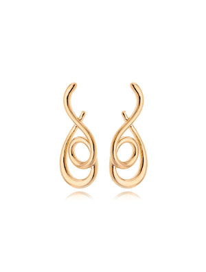 Brinco Liso Curvo Banho Ouro 18K