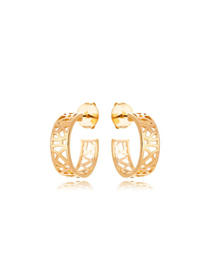 Brinco Argola Lisa Vazada Banho Ouro 18K