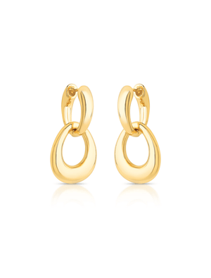 Brinco Argola 2 em 1 Elos Liso Banho Ouro 18K