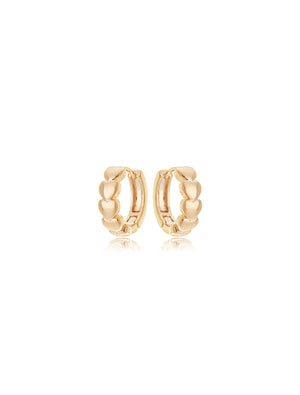 Brinco Argola Liso Teen Click Coração Banho Ouro 18K