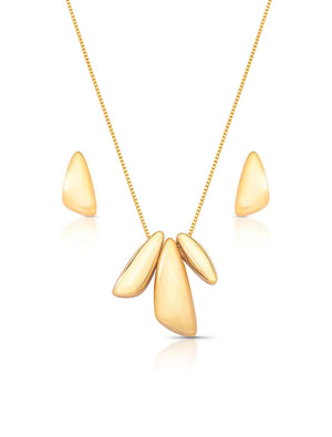 Conjunto Triângulos Foscos Liso Banho Ouro 18K