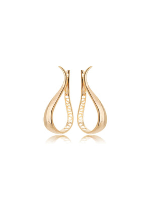 Brinco Argola Gota Abaulado Banho Ouro 18K