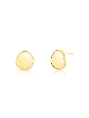 Brinco Gota Liso Abaulado Banho Ouro 18k