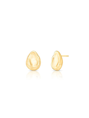 Brinco Gota Texturizado Liso Banho Ouro 18k
