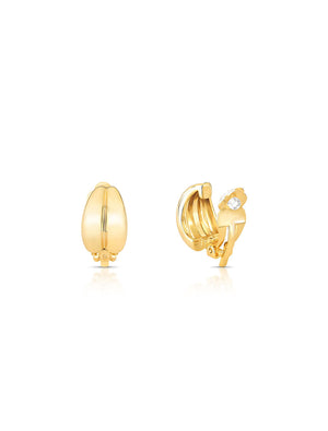Brinco Liso Pressão Abaulado Banho Ouro 18k