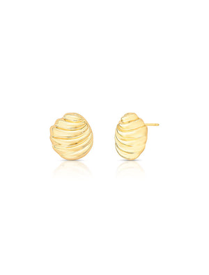 Brinco Oval Ondulado Liso Banho Ouro 18k