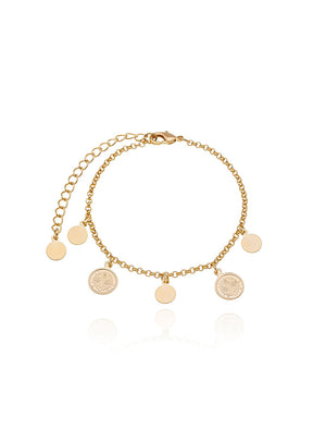 Pulseira Infantil Pingentes Medalha São Bento Banho Ouro 18k