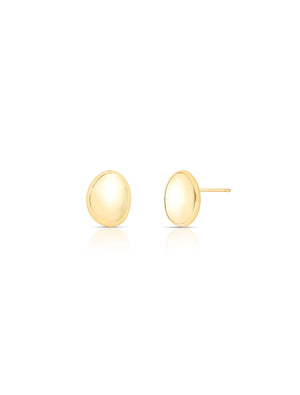 Brinco Orgânico Oval Liso Banho Ouro 18K