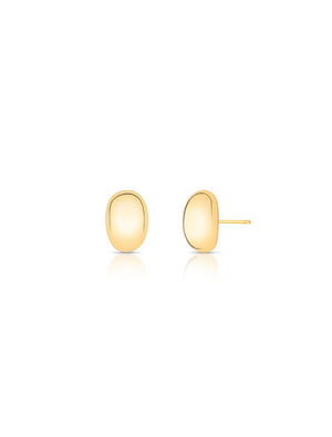 Brinco Liso Oval Banho Ouro 18k