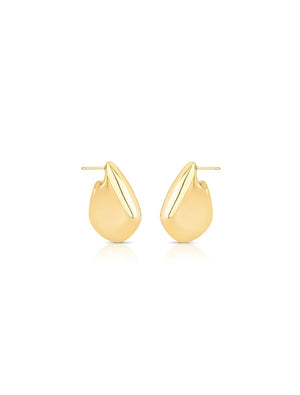 Brinco Gota Abaulado Liso Banho Ouro 18k