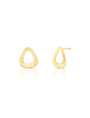 Brinco Triângulo Vazado Liso Banho Ouro 18k