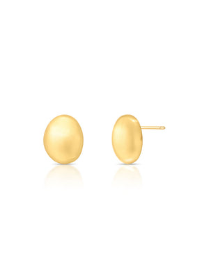 Brinco Fixo Oval Acetinado Orgânico Banho Ouro 18k