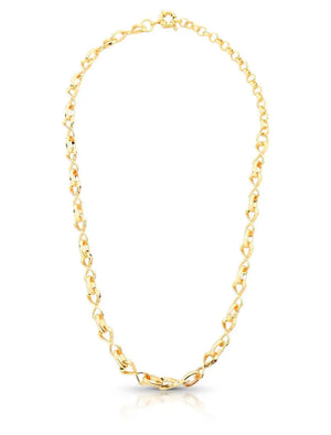 Colar Corrente Infinito Entrelaçado Liso Banho Ouro 18k