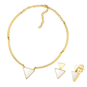 Conjunto Triângulo Aro Articulado Banho Ouro 18K