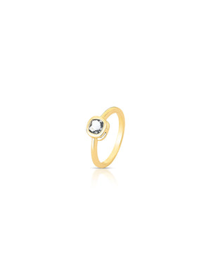 Anel Mini Quadrado Delicado Banho Ouro 18K Cristal