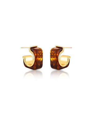 Brinco Argola Quadrada Acrílico Banho Ouro 18k