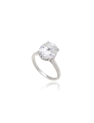 Anel Oval 10.12MM Prata 925 Moissanite