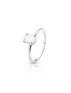 Anel Solitário Oval 5MM Prata 925 Moissanite