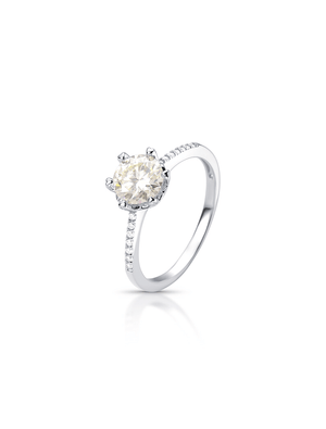 Anel Solitário 6.5 MM Prata 925 Moissanite
