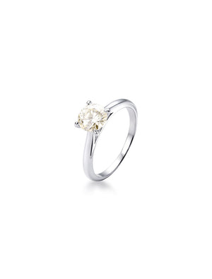 Anel Solitário 6,5 mm Prata 925 Moissanite