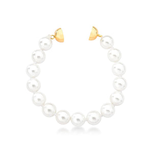 Pulseira Pérola Shell Fecho Imã Banho Ouro 18K