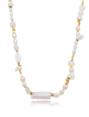 Colar Choker Pingentes Diversos Banho Ouro 18K  Madrepérola