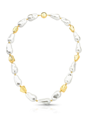 Colar Maxi Pérola Orgânica Banho Ouro 18K Pérola shell