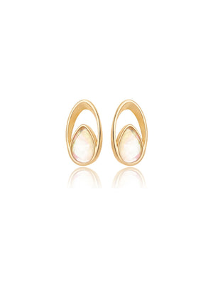 Brinco Gota Facetado Pedra Banho Ouro 18K Nautilus