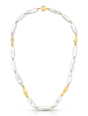 Colar Orgânico Pérola Banho Ouro 18K Pérola Shell